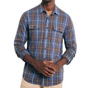 NWT - FAHERTY legend sweater shirt in alpine lake plaid Men’s Small